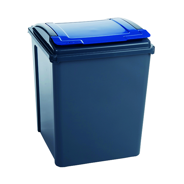 VFM Recycling Bin With Lid 50 Litre Blue 384290