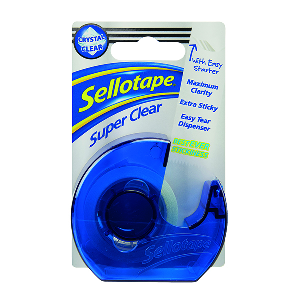 Tape Dispensers Sellotape Super Clear Tape and Dispenser 18mmx15m (7 Pack) 1766006