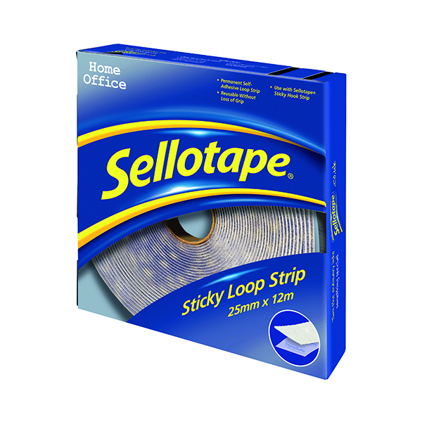 Wall Mount Sellotape Sticky Loop Strip 12m 1445182