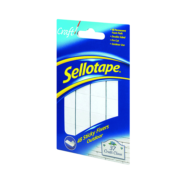 Fixers / Dots / Strips Sellotape Sticky Fixers Outdoor 20 x 20mm (48 Pack) 783895