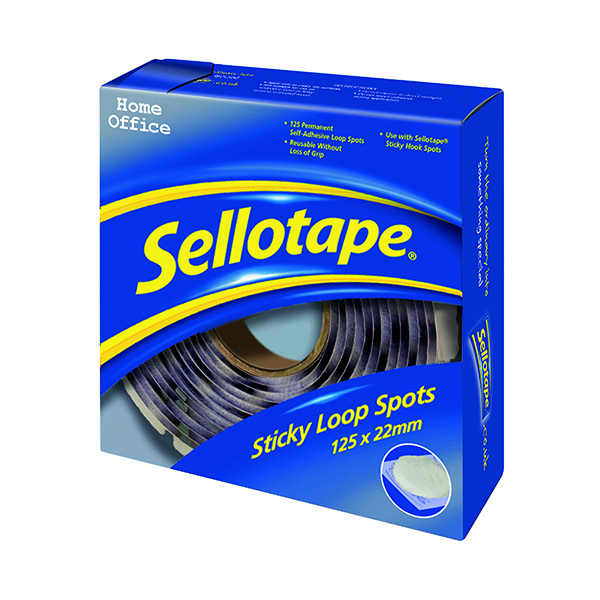 Wall Mount Sellotape Sticky Loop Spots (125 Pack) 1445181