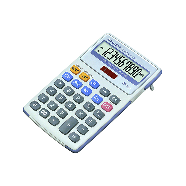 Desktop Calculator Sharp White and Grey 10-Digit Semi-Desktop Calculator EL334FB