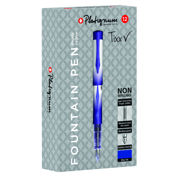 Fountain Pens Snopake Platignum Fountain Pen Blue (12 Pack) 50459