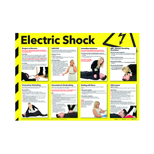 Signs Health and Safety 420x594mm Electric Shock Poster FA551