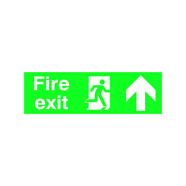 Fire Safety Sign Fire Exit Running Man Arrow Up 150x450mm PVC FX04711R