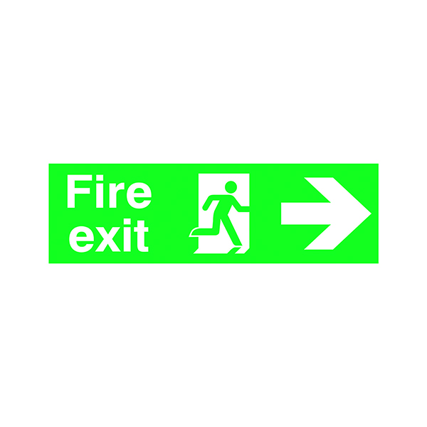 Fire Safety Sign Fire Exit Running Man Arrow Right 150x450mm PVC FX04411R