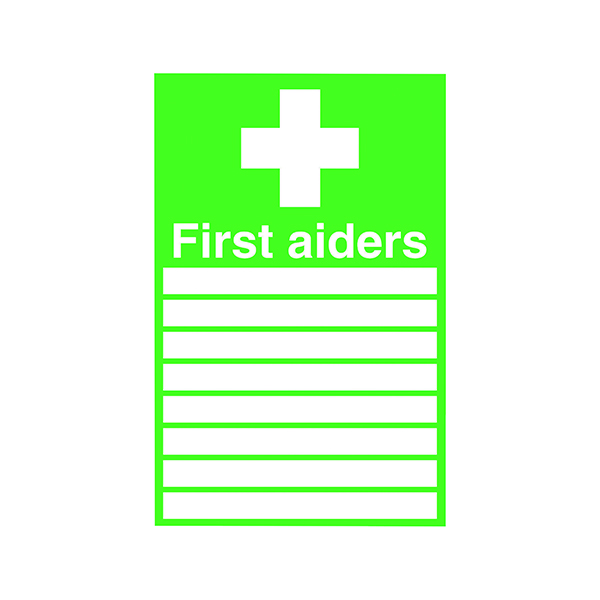 Advice Safety Sign First Aiders 300x200mm PVC FA01926R