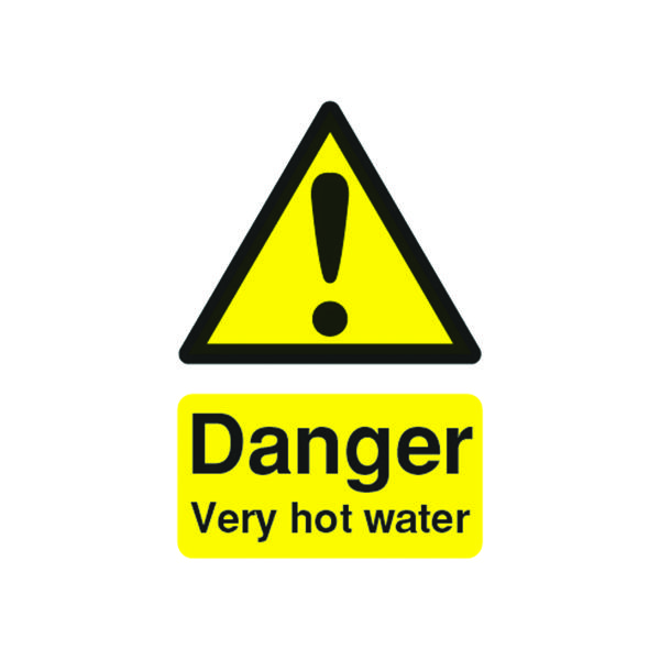 Signs Safety Sign Danger Very Hot Water 75x50mm PVC HA17343R