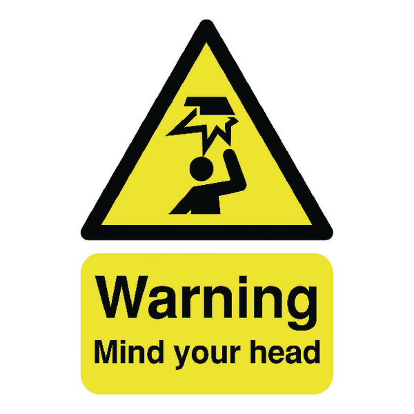 Signs Safety Sign Warning Mind Your Head A5 Self-Adhesive HA25551S