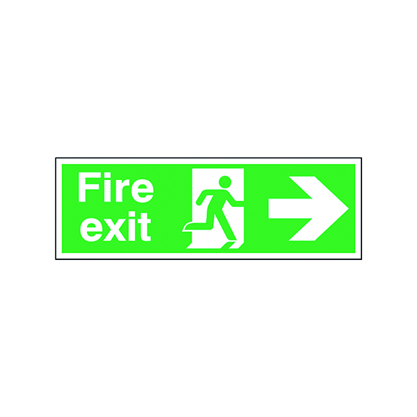 Fire Safety Sign Fire Exit Running Man Arrow Right 150x450mm Self-Adhesive E99A/S