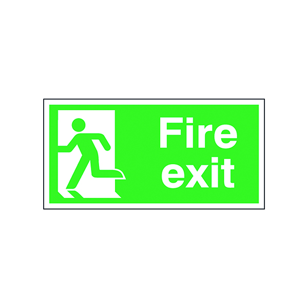 Fire Safety Sign Fire Exit Running Man Left 150x300mm Self-Adhesive E96A/S