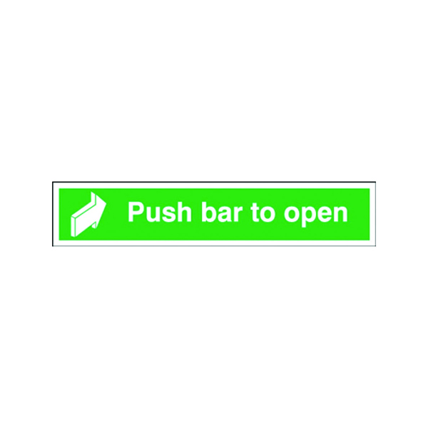 Advice Safety Sign Push Bar to Open 75x600mm Self-Adhesive E14C/S