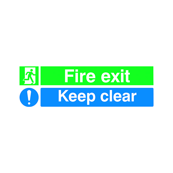 Fire Safety Sign Fire Exit Keep Clear 150x450mm PVC EC08S/R