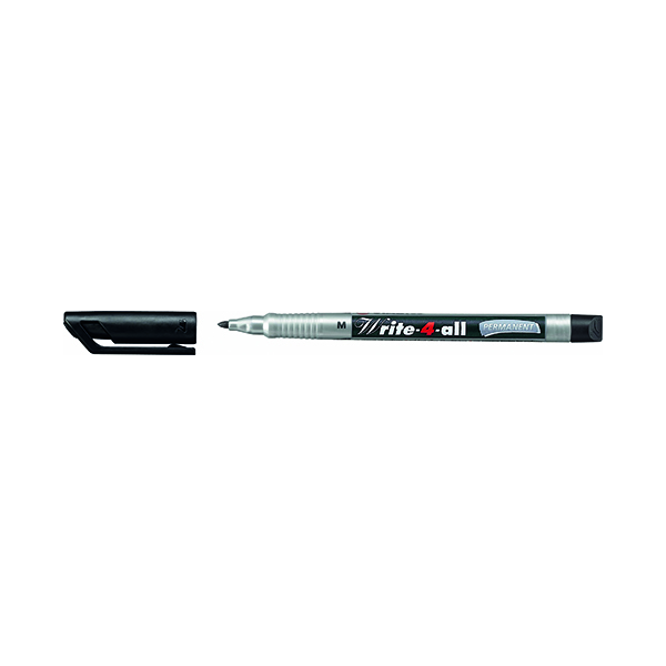 Stabilo Write-4-All Black Medium Permanent Marker 1.0mm (10 Pack) 146/46