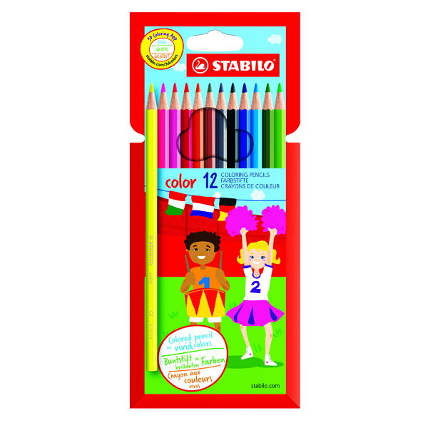 Pencils (Wood Case) STABILO® Color 12 Premium Colouring Pencils with Hexagonal Barrel (6 Pack) Assorted 1912/77-01