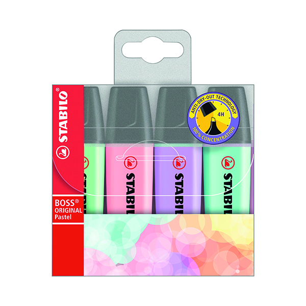 Stabilo Boss Original Highlighters Assorted Pastel Colours (4 Pack) 70/4-2