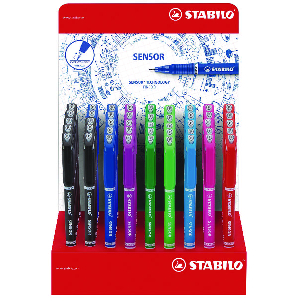Assorted Stabilo Sensor Fineliner Display Stand Assorted Colours (48 Pack) 189/48-1