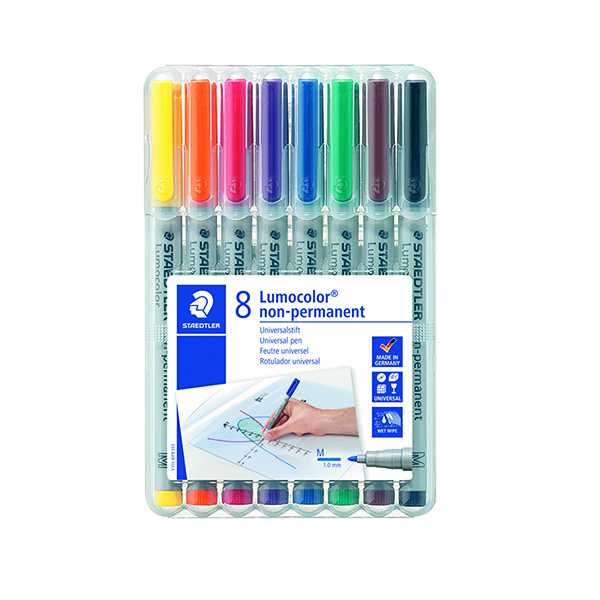 Non-Permanent Markers Staedtler Lumocolour Universal Pen Water Soluble Medium Assorted (8 Pack) 315-WP8