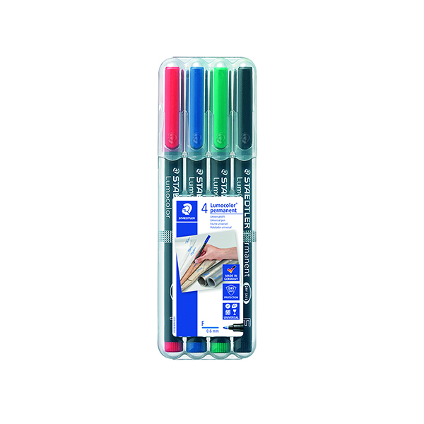Permanent Markers Staedtler Lumocolour Universal Pen Permanent Fine Assorted (4 Pack) 318-WP4