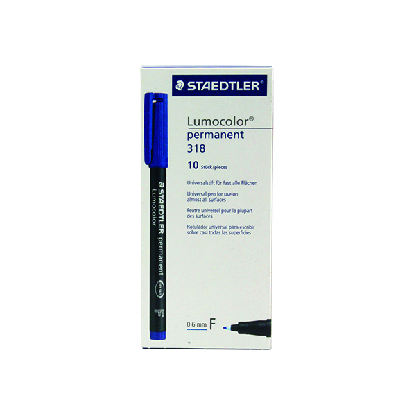 Permanent Markers Staedtler Lumocolour Universal Pen Permanent Fine Blue (10 Pack) 318-3