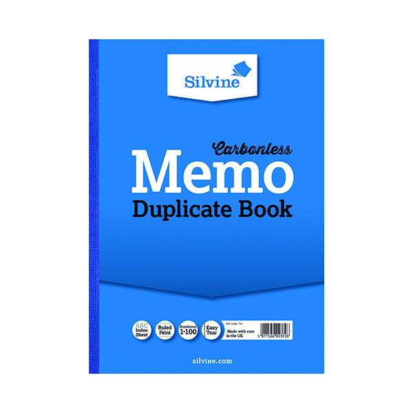 Silvine Carbonless Duplicate Memo Book A4 (3 Pack) 714