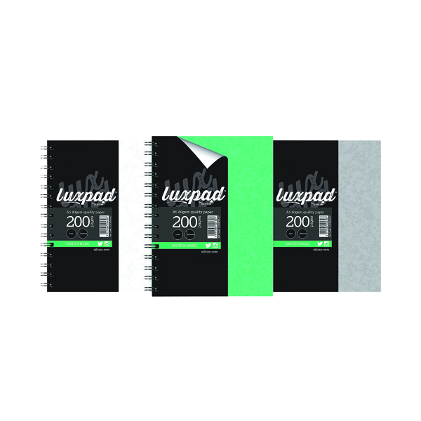 Silvine Luxpad Hardback Wirebound Notebook 200 Pages A5+ (3 Pack) LUXSPA5AC