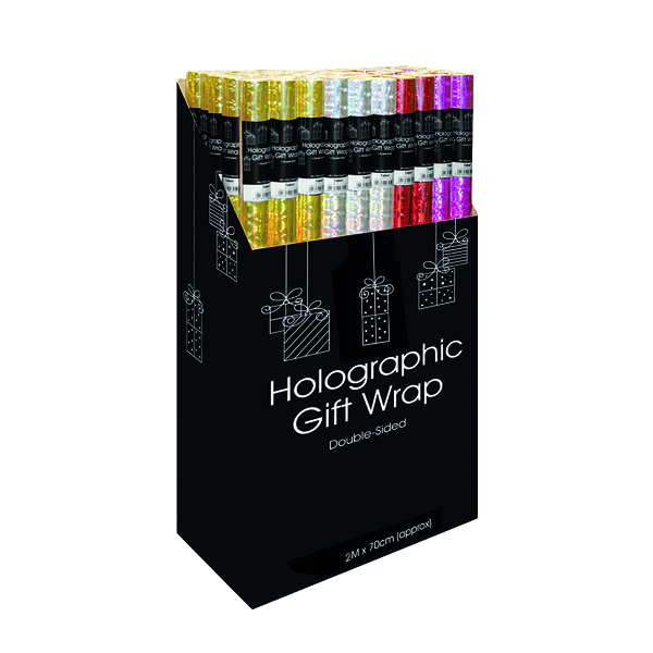 Paper Roll Holographic Gift Wrap Display Assorted (50 Pack) 3161