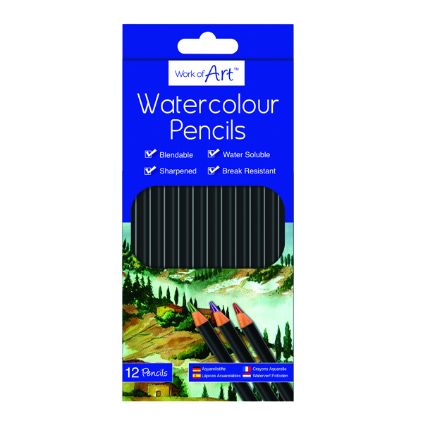 Colouring / Drawing Pencils Work of Art Watercolour Pencils (12 Pack) TAL05146