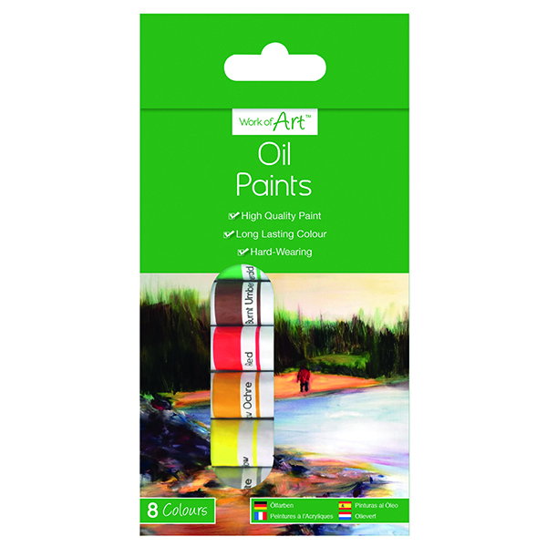 Crayons / Charcoals / Pastels Work of Art Hard-Wearing Oil Paint Tubes Assorted (12 Pack) TAL06740