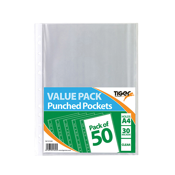 Plastic Pockets A4 Punched Pockets 30 Micron (500 Pack) 301601