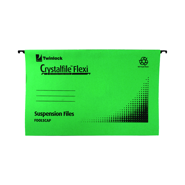 Rexel Crystalfile Flexi Standard Foolscap Green (50 Pack) 3000040