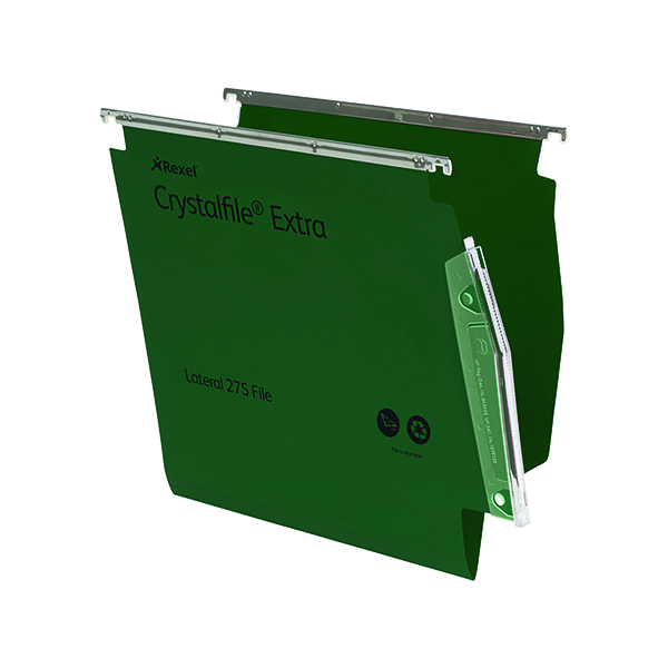 Rexel CrystalFile Extra 15mm Lateral File 150 Sheet Green (25 Pack) 70637