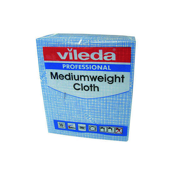 Cloths / Dusters / Scourers / Sponges Vileda Medium Weight Cloth Blue (10 Pack) 106399
