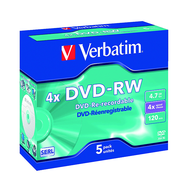 Verbatim DVD-RW 4X 4.7GB (5 Pack) 43285