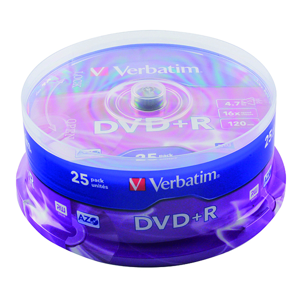 Verbatim DVD+R 16x 4.7GB Spindle (25 Pack) 43500