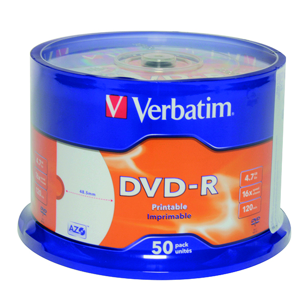 Verbatim 4.7GB 4x Speed Spindle DVD-R (50 Pack) 43533