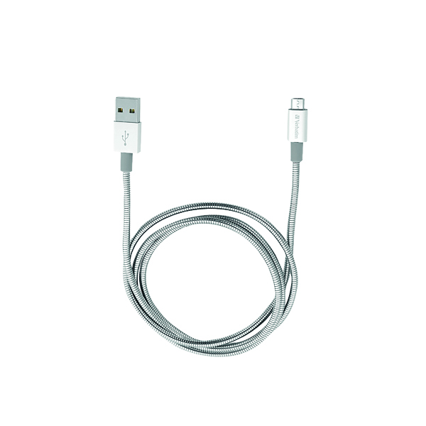 Cables & Adaptors Verbatim Micro B USB  Sync and Charge Cable 100cm Silver 48862