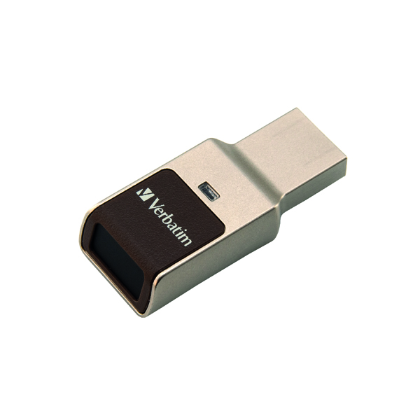 Memory Sticks Verbatim Fingerprint Secure USB 3.0 Drive 32GB Aluminium 49337