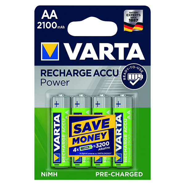 AA Varta AA Rechargeable Accu Battery NiMH 2100 mAh (4 Pack) 56706101404