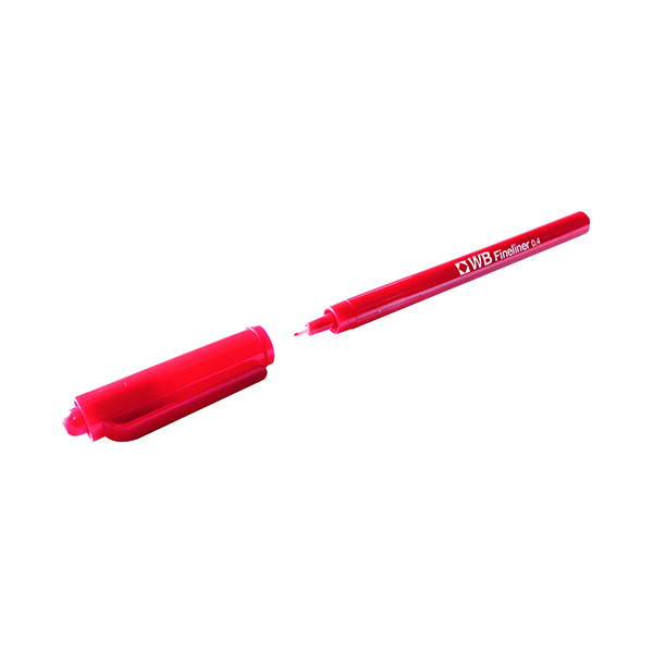 Fineliner 0.4mm Red Pens (10 Pack) WX25009