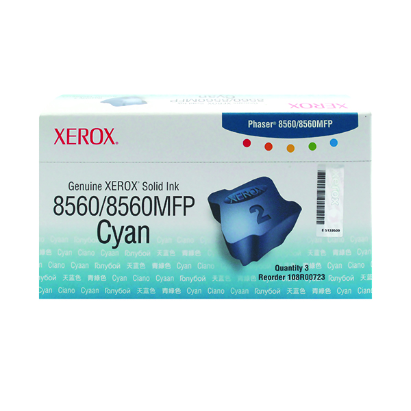 Xerox Phaser 8560 Cyan Solid Ink Stick (3 Pack) 108R00723