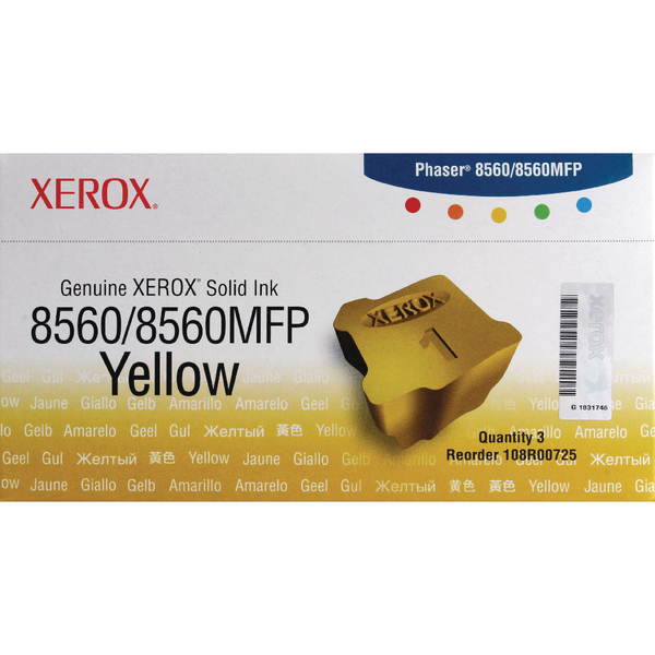 Ink Sticks Xerox Phaser 8560 Yellow Solid Ink Stick (3 Pack) 108R00725