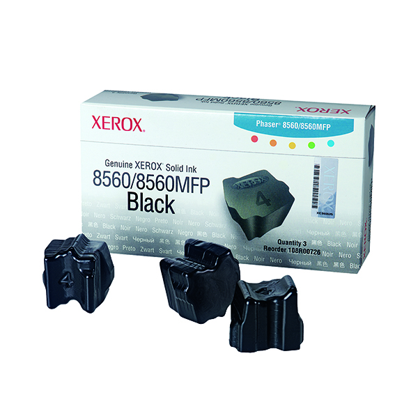 Xerox Phaser 8560 Black Solid Ink Sticks (3 Pack) 108R00726